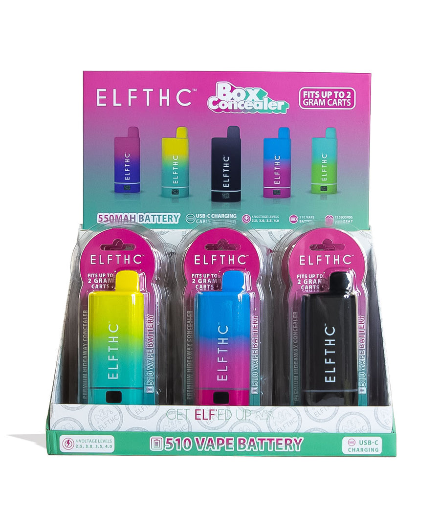 Elf THC Box Concealer Variable Voltage Battery 15pk Front View on White Background