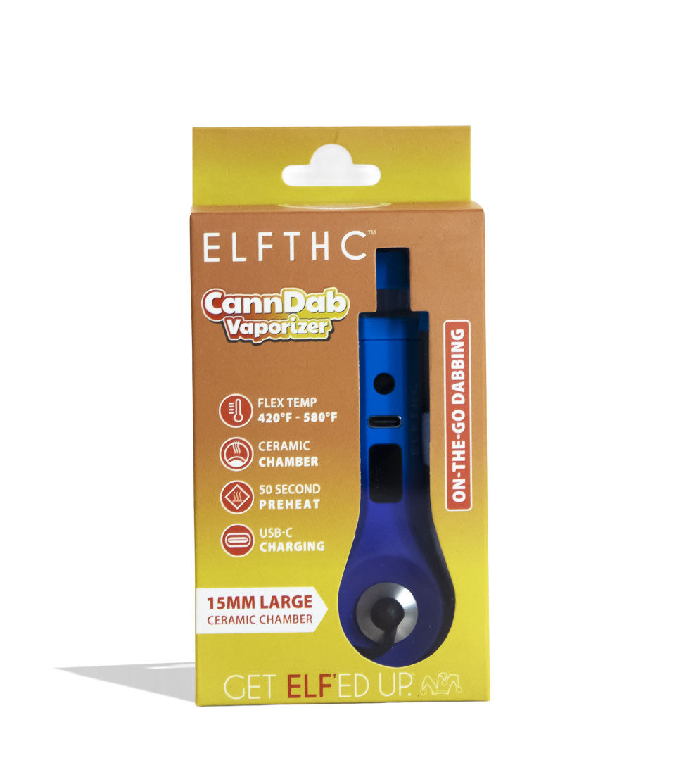Blue-Purple Elf THC CannDab Vaporizer Packaging Front View on White Background