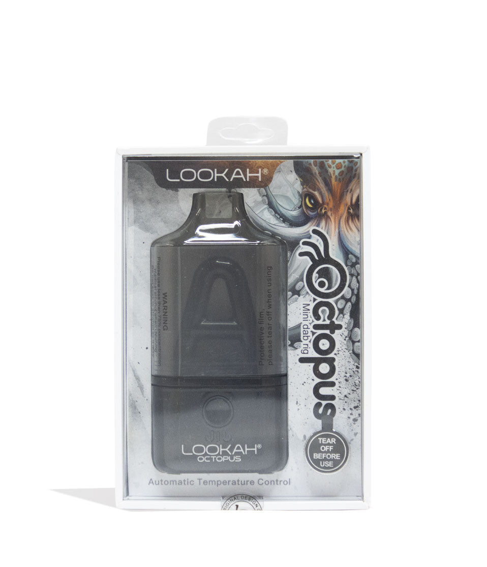 Black Lookah Octopus Dab Rig Vaporizer Packaging Front View on White Background