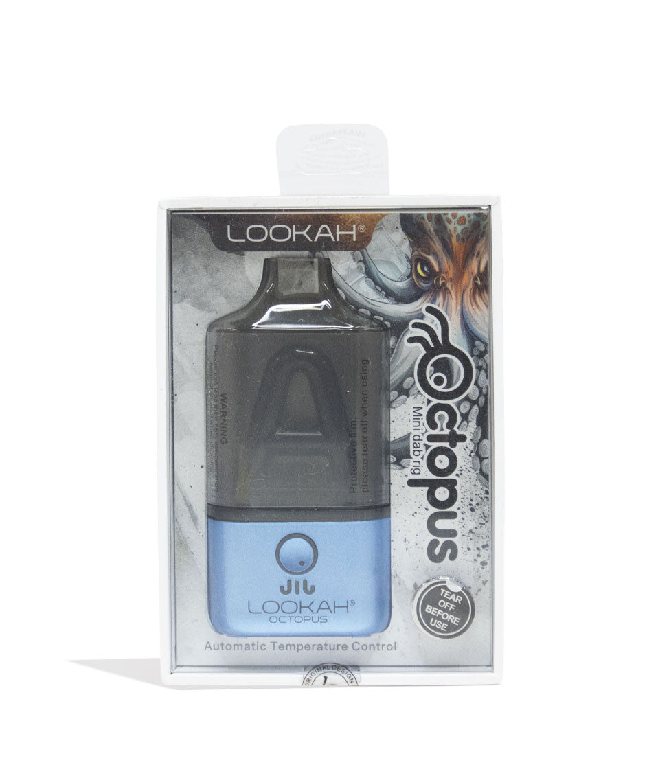 Blue Lookah Octopus Dab Rig Vaporizer Packaging Front View on White Background