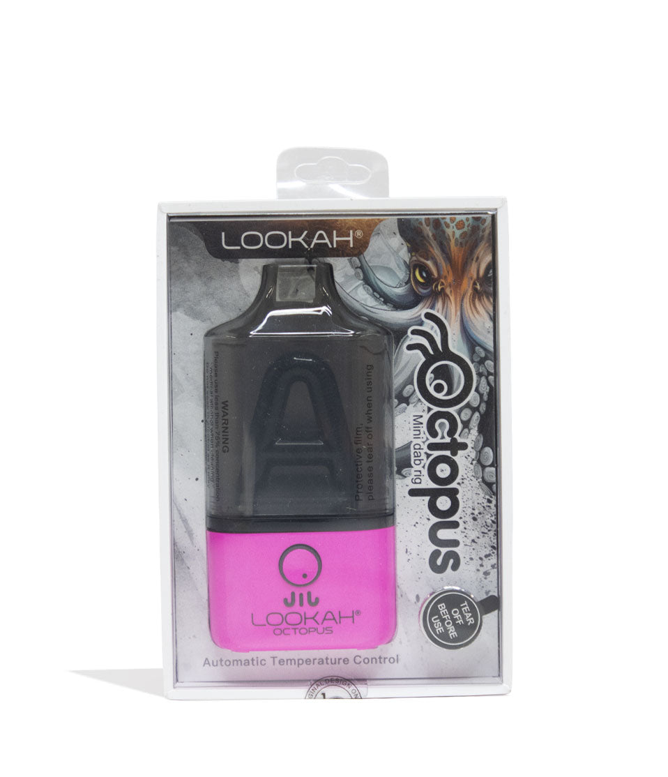 Pink Lookah Octopus Dab Rig Vaporizer Packaging Front View on White Background