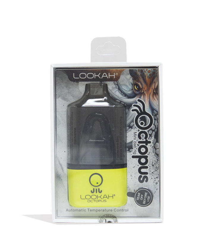 Yellow Lookah Octopus Dab Rig Vaporizer Packaging Front View on White Background