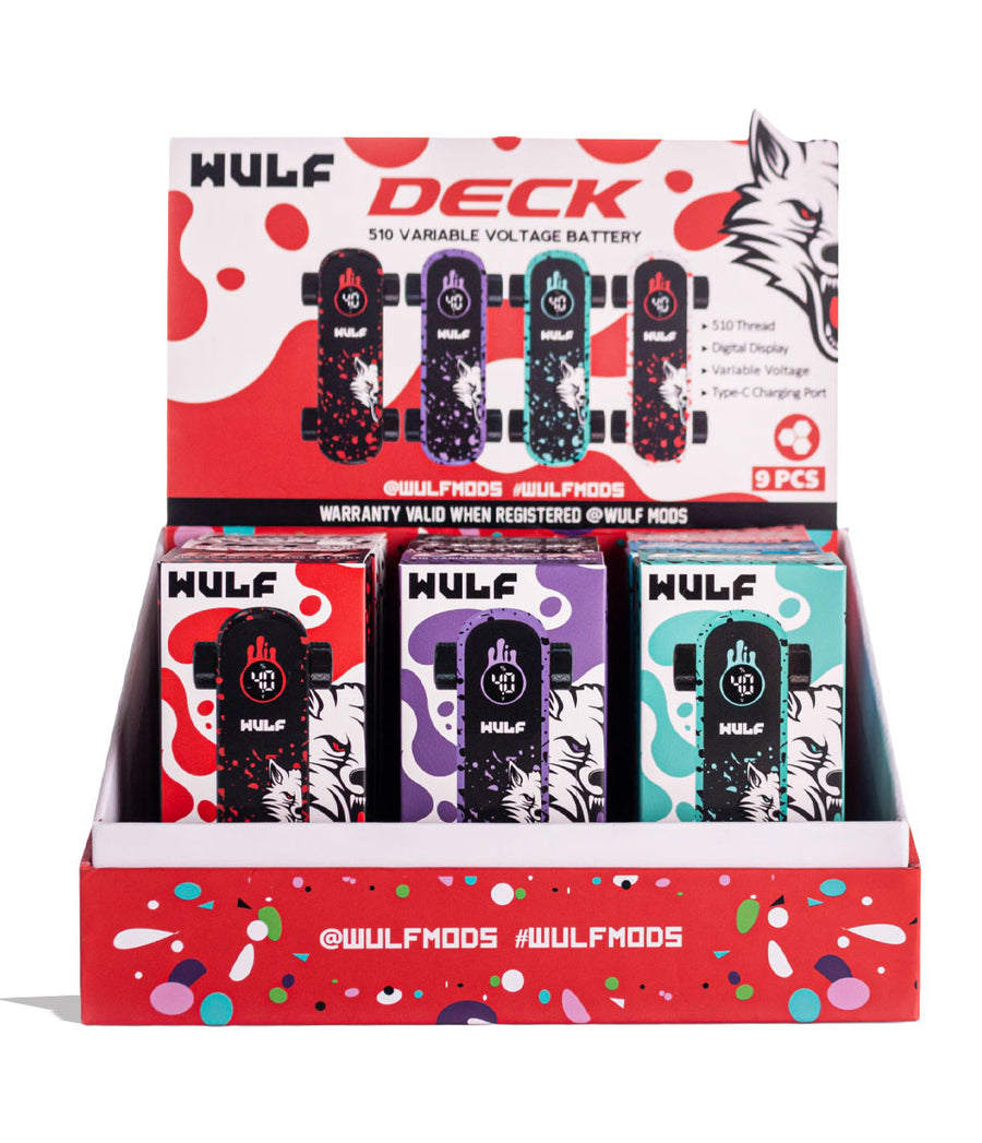 Wulf Mods Deck Skateboard Voltage Battery 9pk Front View on White Background