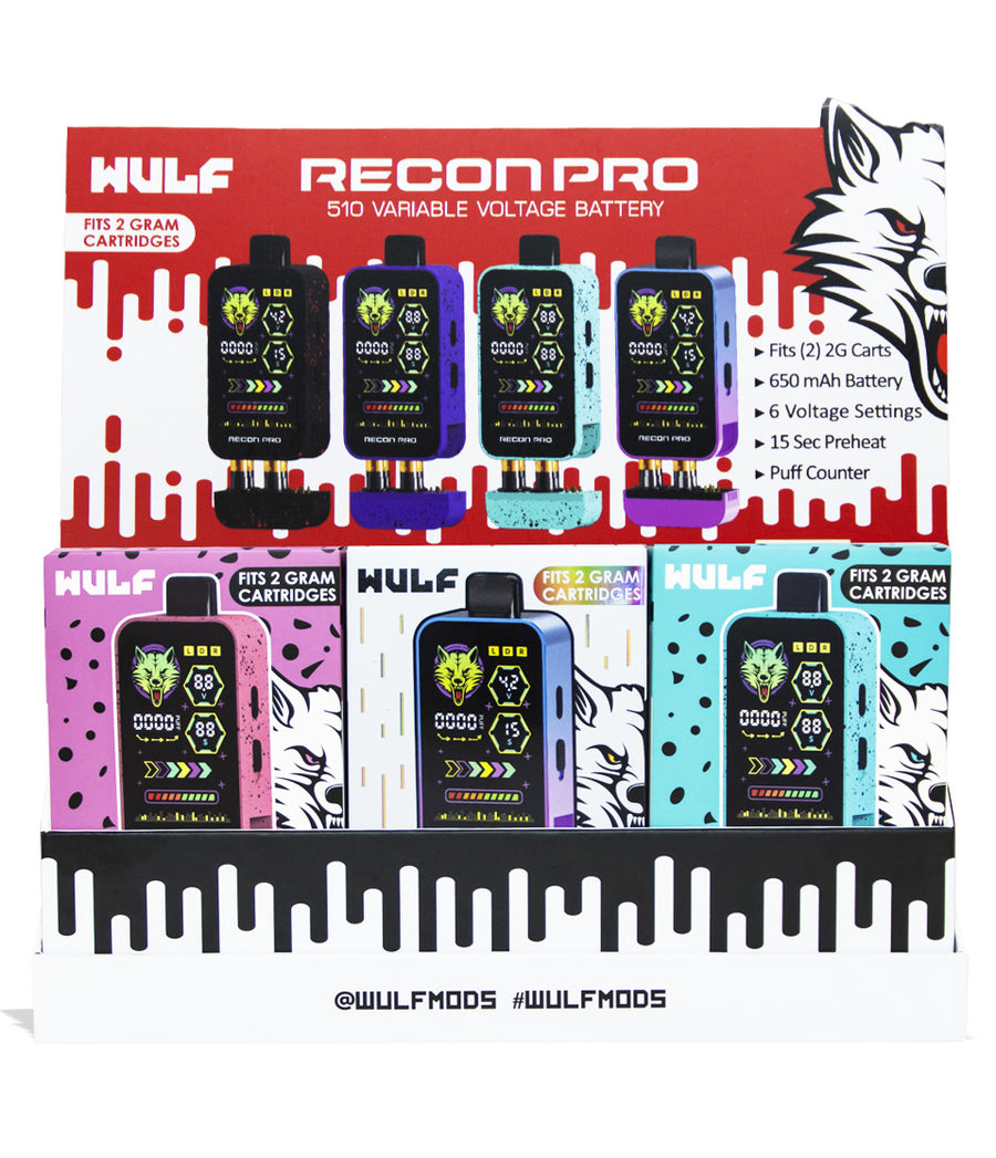 Wulf Mods Recon Pro Dual 510 Voltage Battery 9pk Front View on White Background