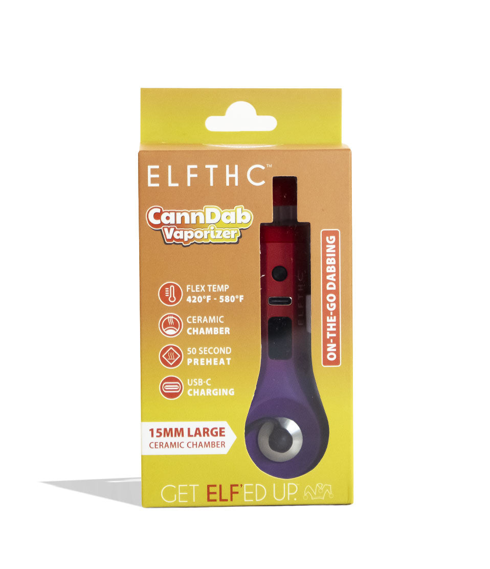 Red-Purple Elf THC CannDab Vaporizer Packaging Front View on White Background
