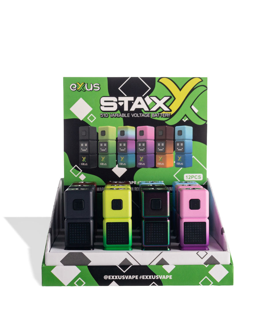 Exxus Vape Stax 510 Variable Voltage Battery 12pk Front View on White Background
