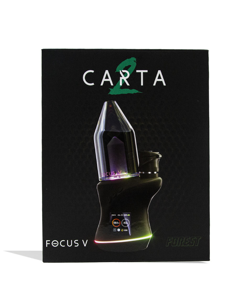 Forest Green Focus V Carta 2 Electronic Dab Rig Packaging Front View on White Background