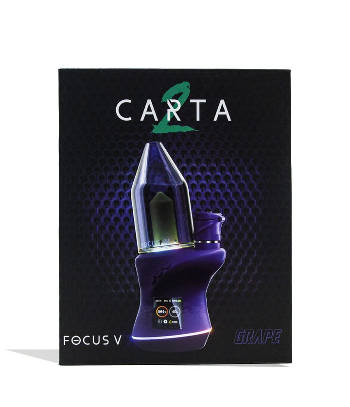 Grape  Focus V Carta 2 Electronic Dab Rig Packaging Front View on White Background