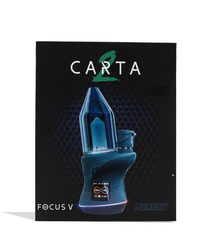 Midnight Blue Focus V Carta 2 Electronic Dab Rig Packaging Front View on White Background