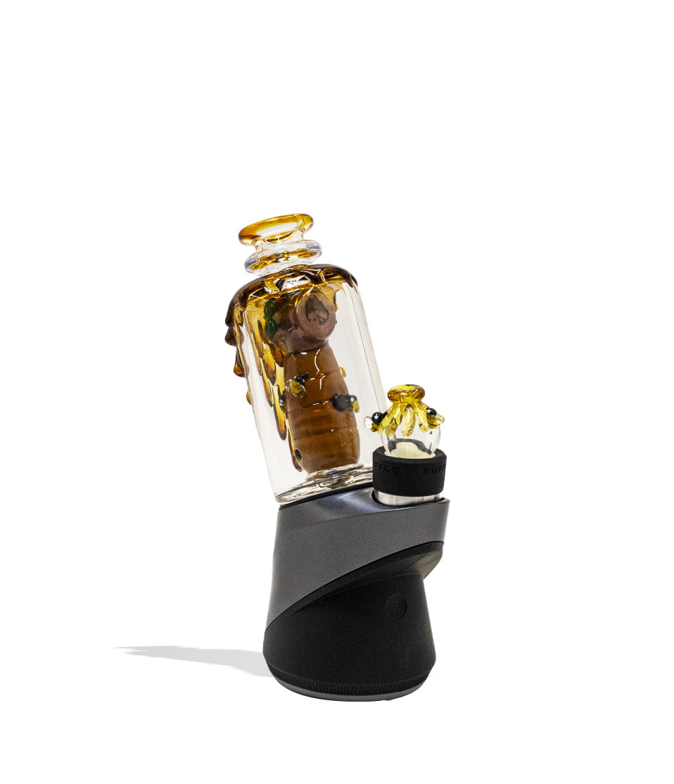 Bee Hive w/Peak Empire Glassworks Puffco Peak Glass Attachment on white background