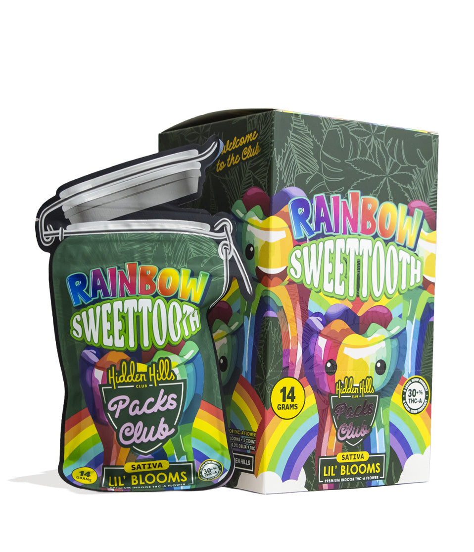 Rainbow Sweetooth Hidden Hills Lil' Blooms 14g Premium Indoor THC-A Flower 5pk Front View on White Background