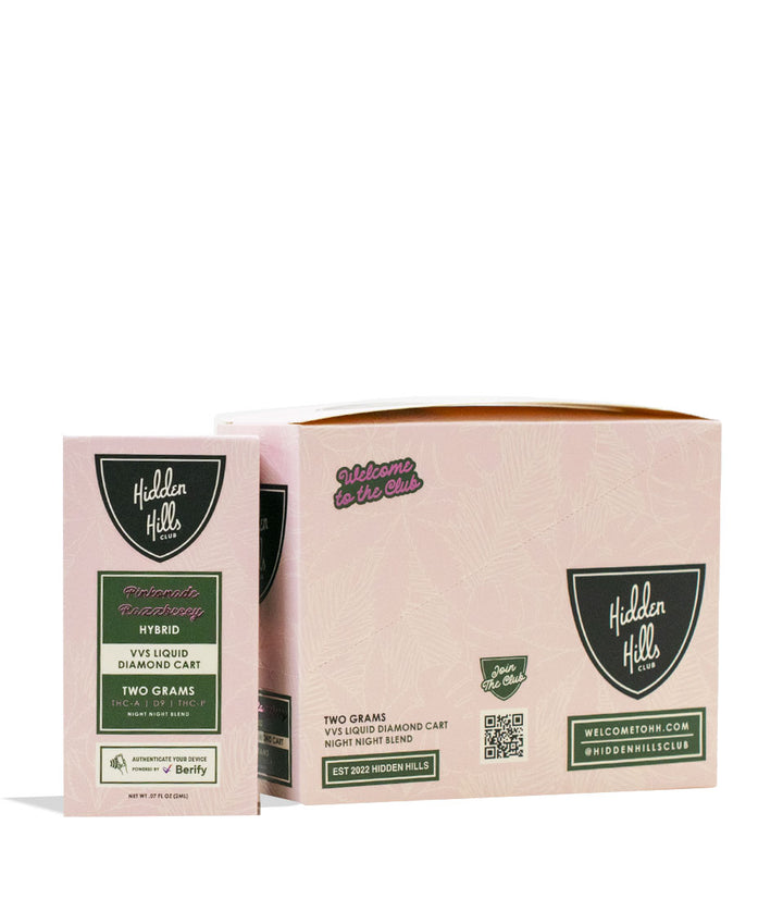 Pinkonade Razzberry Hidden Hills VVS 2g Liquid Diamond Night Night Blend Cartridge 5pk Front View on White Background