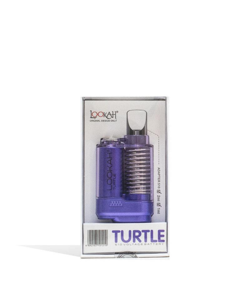 Purple Lookah Turtle 2g Cartridge Vaporizer Packaging Front View on White Background
