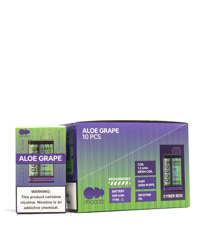 Aloe Grape Moood Cyber Series 6000 Puff Disposable 10pk Front View on White Background