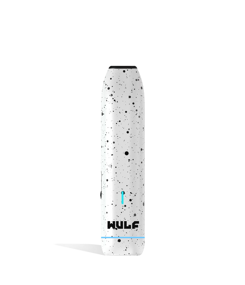 White Black Spatter Wulf Mods LX Slim Portable Dry Herb Vaporizer on white background