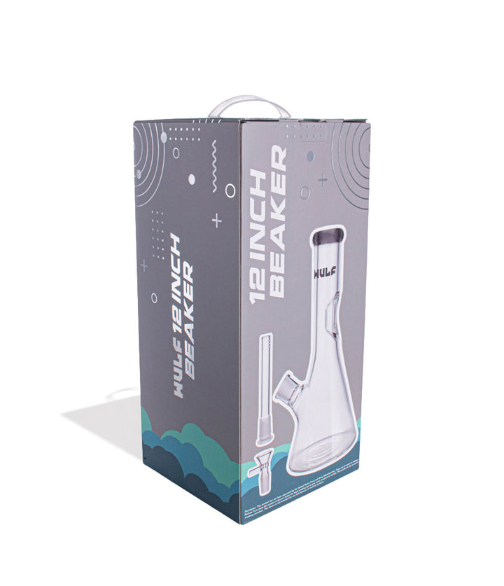 Smoke Wulf Mods 7mm 12inch Beaker Water Pipe Packaging Angle View on White Background