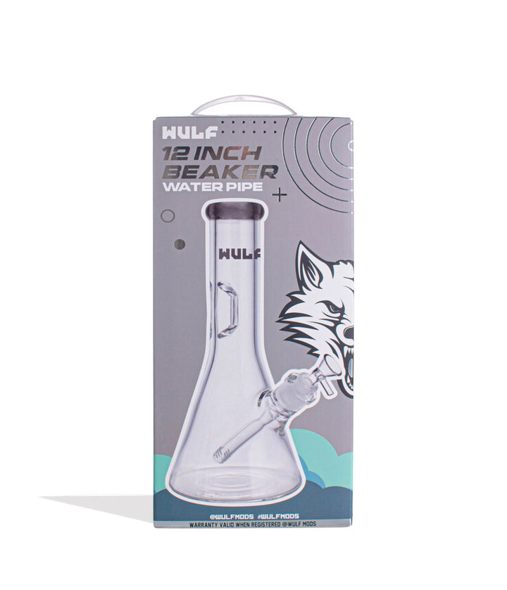 Smoke Wulf Mods 7mm 12inch Beaker Water Pipe Packaging Front View on White Background