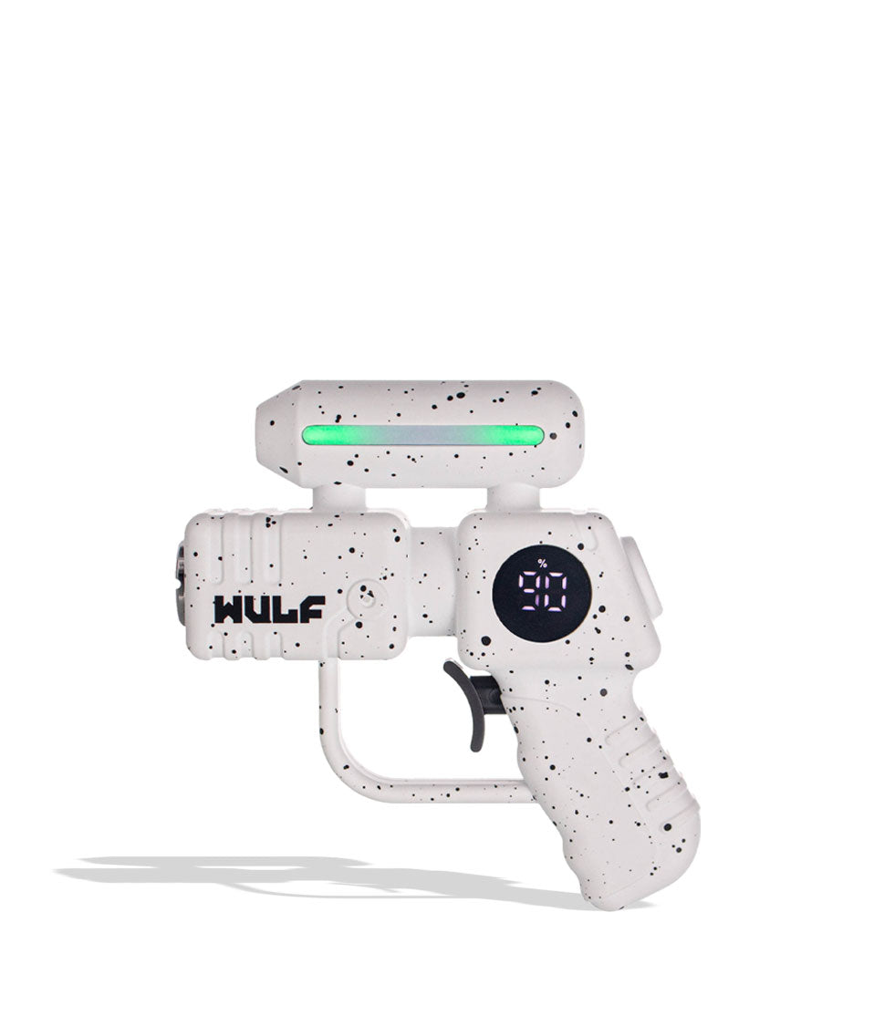White Black Spatter Wulf Mods Zapp Variable Voltage Battery on white background