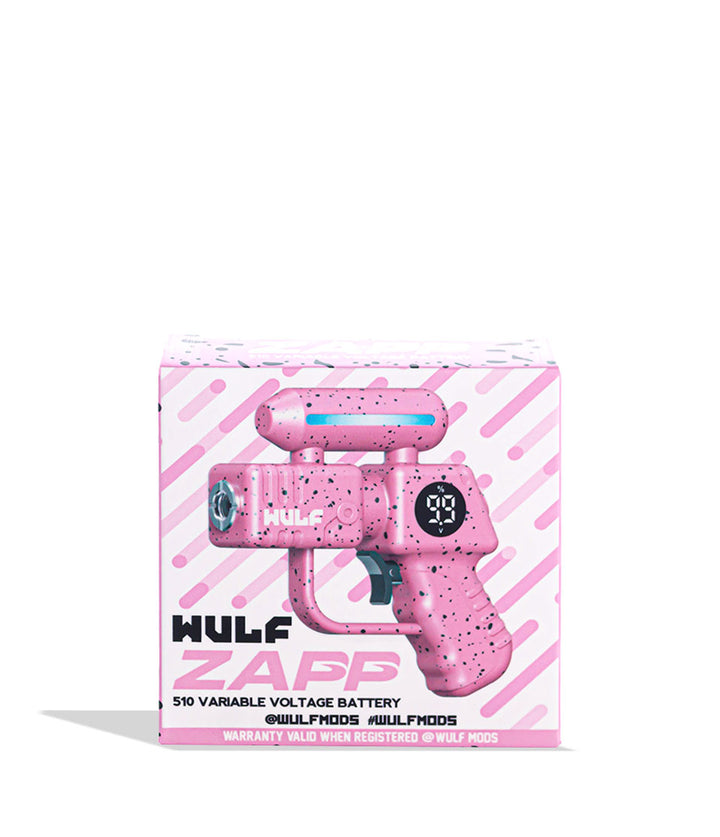 Pink Black Spatter Wulf Mods Zapp Variable Voltage Battery box on white background