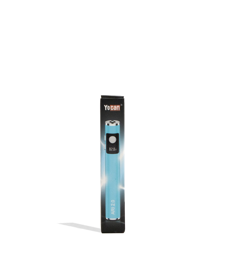 Blue Yocan Ari 2.0 Variable Voltage Battery 15pk Packaging Front View on White Background