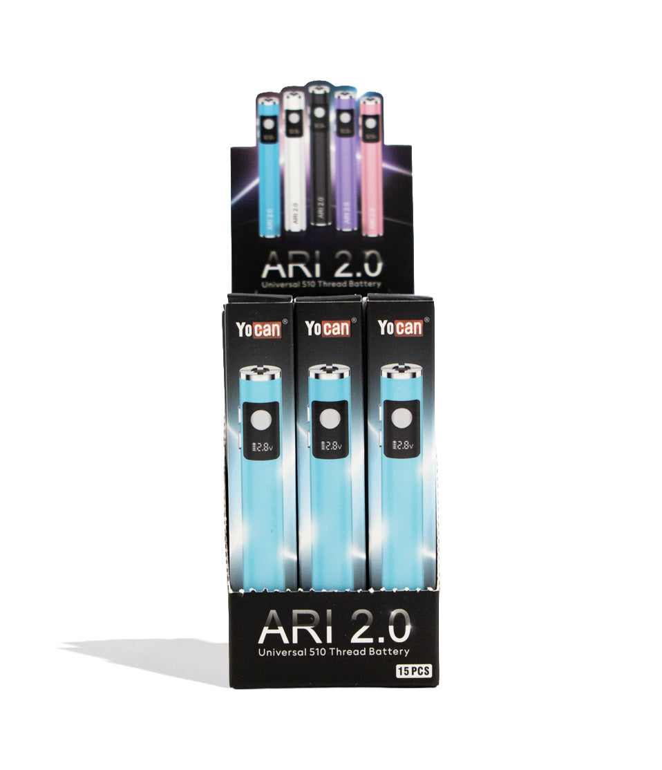 Yocan Ari 2.0 Variable Voltage Battery 15pk Front View on White Background