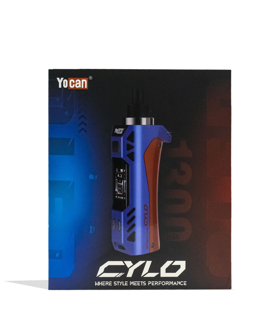 Blue Red Yocan Cylo Wax Vaporizer Packaging Front View on White Background