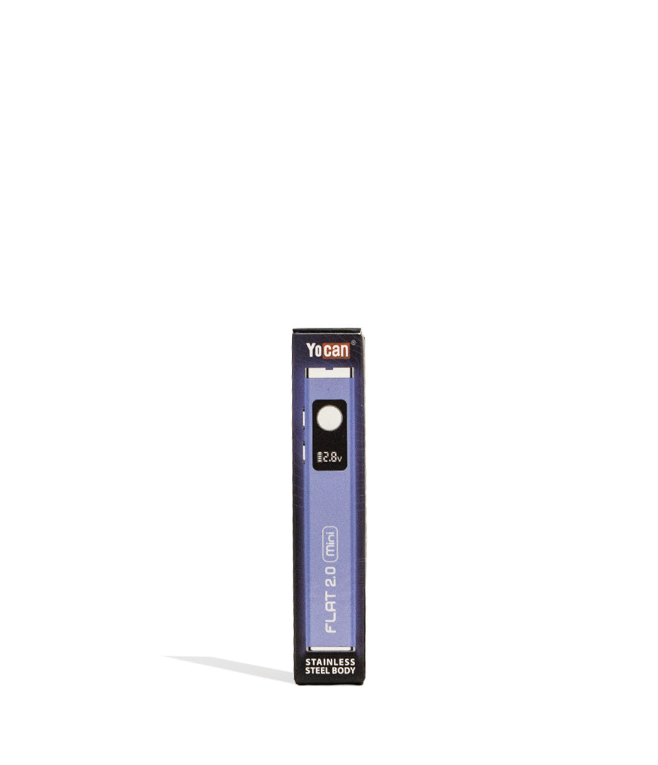 Purple Yocan Flat Mini 2.0 Variable Voltage Battery 12pk Packaging Front View on White Background