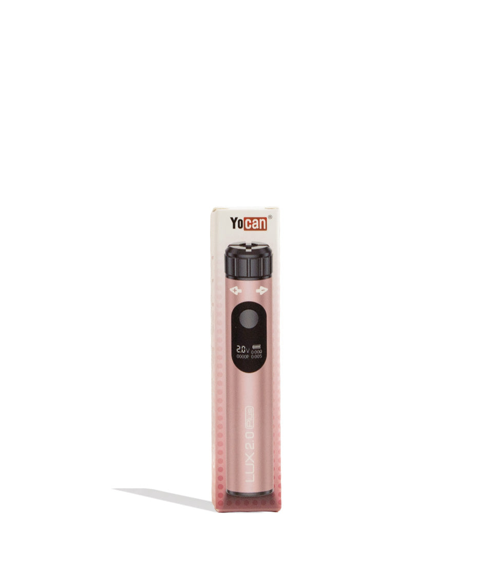 Pink Yocan Lux Plus 2.0 Variable Voltage Battery 15pk Packaging Front View on White Background