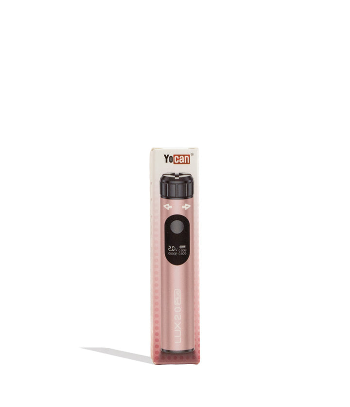 Pink Yocan Lux Plus 2.0 Variable Voltage Battery 15pk Packaging Front View on White Background