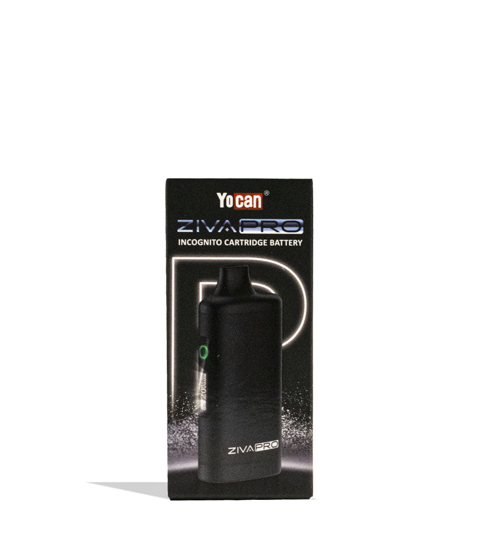 Black Yocan Ziva Pro 2g Cartridge Vaporizer 10pk Packaging Single Front View on White Background
