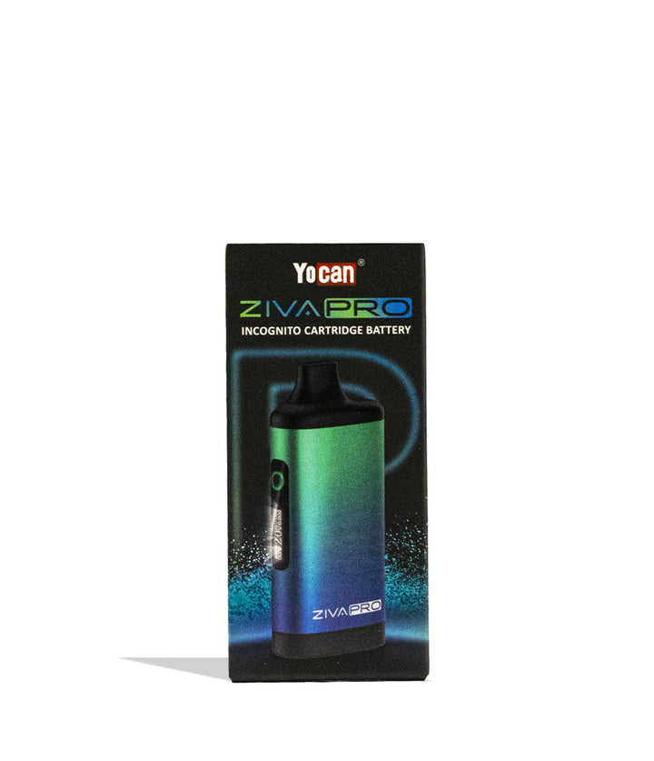 Cyan Yocan Ziva Pro 2g Cartridge Vaporizer 10pk Packaging Single Front View on White Background