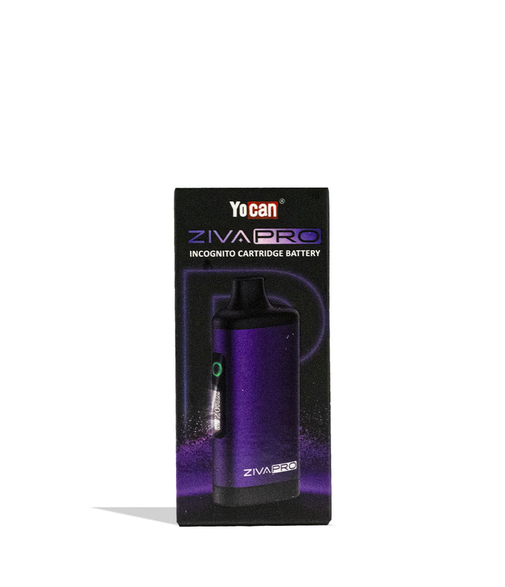 Purple Yocan Ziva Pro 2g Cartridge Vaporizer 10pk Packaging Single Front View on White Background