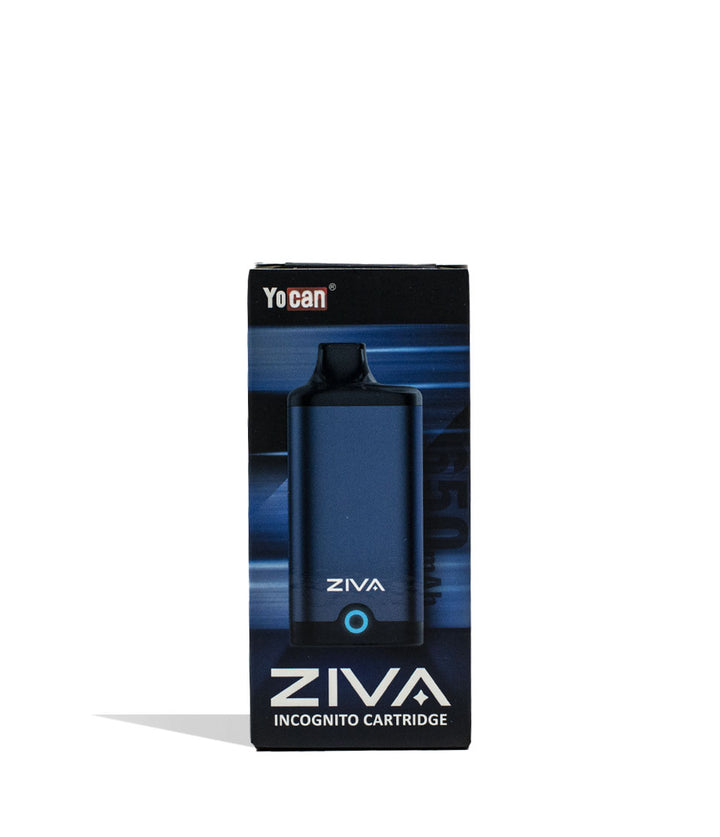 Dark Blue Yocan ZIVA Smart Cartridge Vaporizer 10pk Packaging Single Front View on White Background