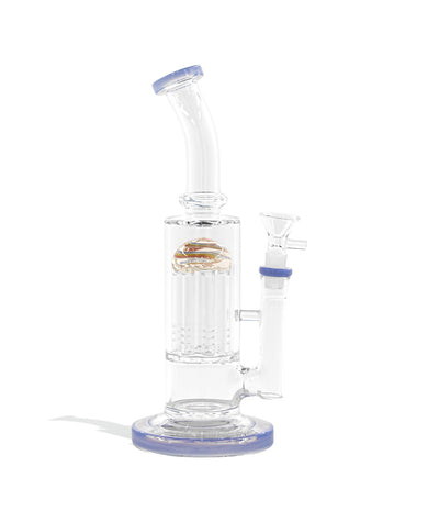 Blue 10 Inch Waterpipe with 8 Arm Perc and Bent Mouthpiece on white background