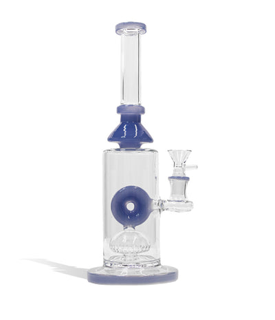 Jade Blue 11 Inch Waterpipe with Donut Design and Funnel Bowl on white studio background
