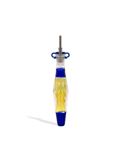Blue 5 inch Boro Glass Lava Lamp Nectar Straw with 10mm Titanium Tip on white background