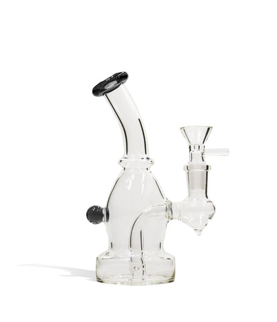 Black 6 Inch Glass Water Pipe with Colored Lip on white studio background