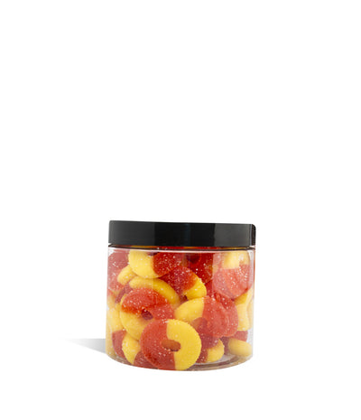 1000mg Peach Rings Just CBD Candy on white background