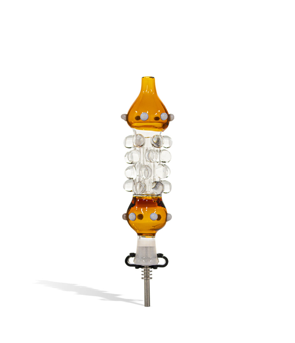 Orange 10mm Nectar Collector Set with Quartz Tip and Dab Jar on white studio background