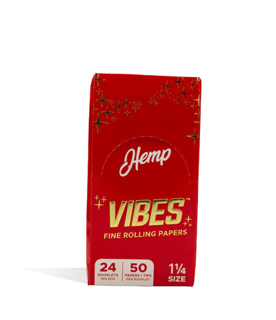 1.25 Size Hemp Vibes Rolling Papers and Tips 24pk Front View on White Background