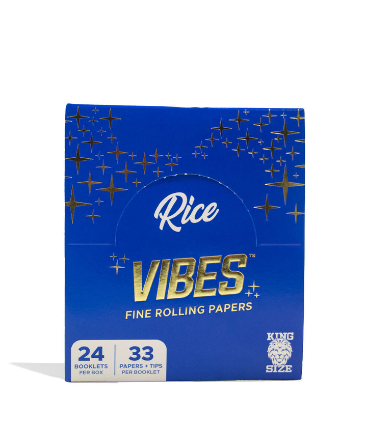 King Size Rice Vibes Rolling Papers and Tips 24pk Front View on White Background
