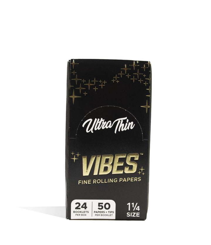 1.25 Size Ultra Thin Vibes Rolling Papers and Tips 24pk Front View on White Background