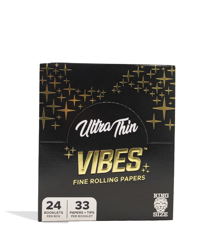 King Size Ultra Thin Vibes Rolling Papers and Tips 24pk Front View on White Background
